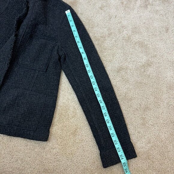 Vince Womens Blazer Jacket Raw-Edge Trim Collarless Patch Pockets Dark Gray 10 - Picture 14 of 14